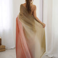 Dual Tone Peach  Brown Saree Soft Organza Silk Party Wear Saree