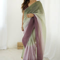 Pastel Green Mauve Ombre Organza Silk Saree Party Wear Saree 