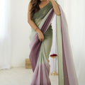 Pastel Green Mauve Ombre Organza Silk Saree Party Wear Saree