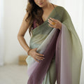 Pastel Green Mauve Ombre Organza Silk Saree Party Wear Saree