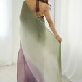 Pastel Green Mauve Ombre Organza Silk Saree Party Wear Saree