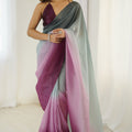 Pastel Blue Pink Ombre Organza Silk Saree Party Wear Saree