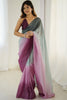Pastel Blue Pink Ombre Organza Silk Saree Party Wear Saree