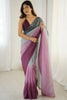Pastel Blue Pink Ombre Organza Silk Saree Party Wear Saree 