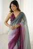 Pastel Blue Pink Ombre Organza Silk Saree Party Wear Saree