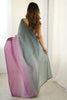 Pastel Blue Pink Ombre Organza Silk Saree Party Wear Saree