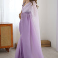 Lavender Organza Saree with Soft Shaded Finish Tassel Border