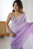Lavender Organza Saree with Soft Shaded Finish Tassel Border