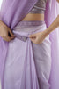 Lavender Organza Saree with Soft Shaded Finish Tassel Border