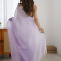 Lavender Organza Saree with Soft Shaded Finish Tassel Border