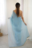 Sky Blue Organza Saree with Drape Designer Blouse Party Wear