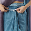 Teal Blue Lavender Organza Saree Designer Gradient Party Wear