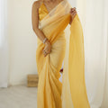 Yellow Ombre Organza Saree Gradient Designer Party Wear 