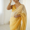 Yellow Ombre Organza Saree Gradient Designer Party Wear
