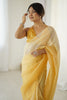 Yellow Ombre Organza Saree Gradient Designer Party Wear