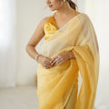 Yellow Ombre Organza Saree Gradient Designer Party Wear