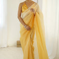 Yellow Ombre Organza Saree Gradient Designer Party Wear