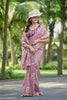 Dusty Pink Organza Saree with Floral Embroidery Elegant Border