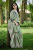 Pastel Green Organza Saree with Floral Embroidery Designer Border