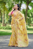Mustard Yellow Organza Saree with Floral Embroidery Designer Border 