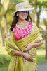Olive Green Organza Saree with Floral Embroidery Designer Border