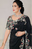 Black Embroidered Saree with Floral Thread Designer Blouse