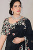 Black Embroidered Saree with Floral Thread Designer Blouse