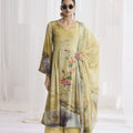 Delicate Yellow Crepe Digital Printed Salwar Suit with Dupatta for Women