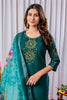 Elegant Teal Green Embroidered Viscose Silk Readymade Salwar Suit with Dupatta for Women