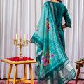 Elegant Teal Green Embroidered Viscose Silk Readymade Salwar Suit with Dupatta for Women