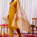 Stylish Orange Embroidered Viscose Silk Readymade Salwar Suit with Dupatta for Women