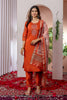 Graceful Rust Orange Embroidered Viscose Silk Readymade Salwar Suit with Dupatta for Women