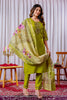 Traditional Lime Green Embroidered Viscose Silk Readymade Salwar Suit with Dupatta for Women