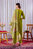 Traditional Lime Green Embroidered Viscose Silk Readymade Salwar Suit with Dupatta for Women