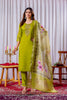 Traditional Lime Green Embroidered Viscose Silk Readymade Salwar Suit with Dupatta for Women