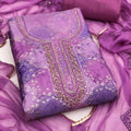 Elegant Lavender Printed Muslin Straight Cut Digital Printed Salwar Suit Dupatta for Women