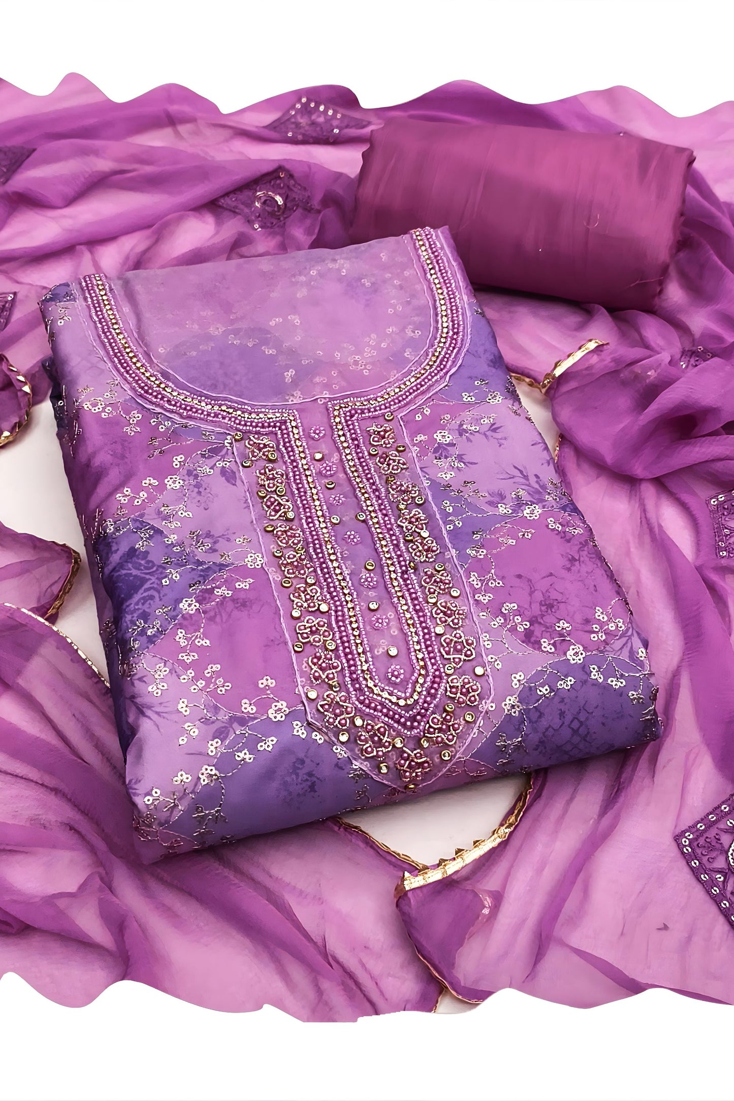 Elegant Lavender Printed Muslin Straight Cut Digital Printed Salwar Suit Dupatta for Women