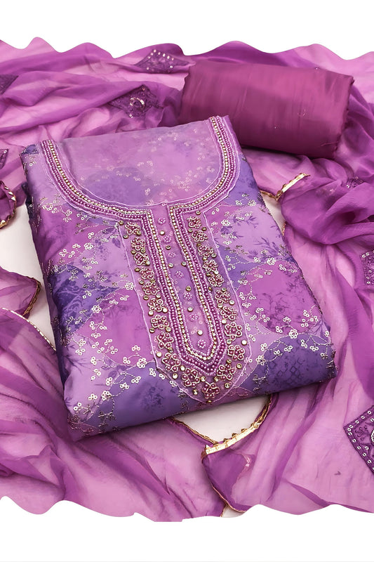 Elegant Lavender Printed Muslin Straight Cut Digital Printed Salwar Suit Dupatta for Women