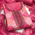 Beautifull Pink Printed Muslin Straight Cut Digital Printe Salwar Suit Dupatta for Women