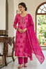Stylish Rani Pink Printed Muslin Straight Cut Digital Printed Salwar Suit Dupatta for Women