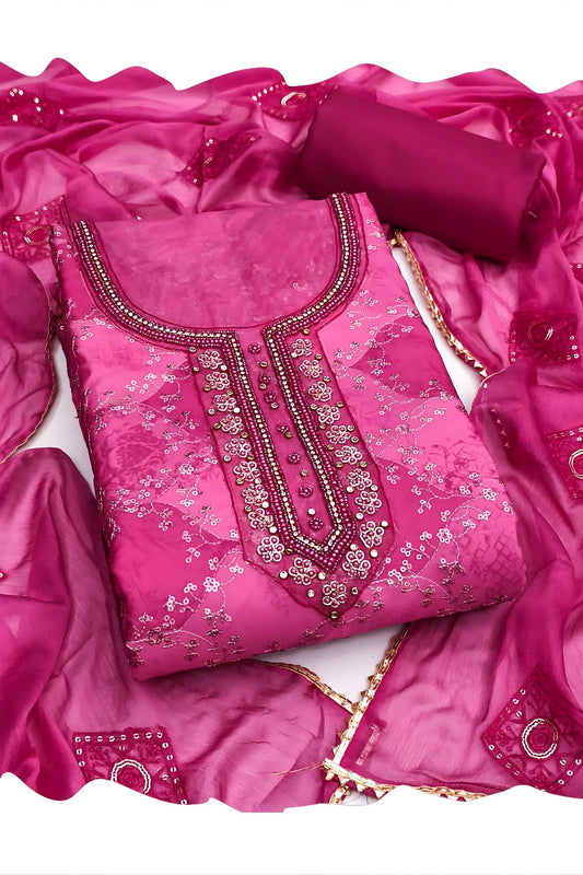 Stylish Rani Pink Printed Muslin Straight Cut Digital Printed Salwar Suit Dupatta for Women