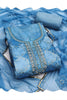 Wonderfull Sky Blue Printed Muslin Straight Cut Digital Printed Salwar Suit Dupatta for Women