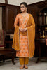 Stunning Mustard Orange Printed Muslin Straight Cut Digital Printed Salwar Suit Dupatta for Women