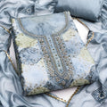 Lovely Steel Blue Printed Muslin Straight Cut Digital Printed Salwar Suit Dupatta for Women