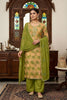 Stylish Olive Green Printed Muslin Straight Cut Digital Printed Salwar Suit Dupatta for Women
