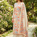 Stylish Beige Pure Cotton Digital Printed Work Straight Palazzo Suit With Dupatta
