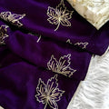 Stylish Purple Vichitra Silk Designer Embroidery Work Saree