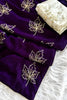 Stylish Purple Vichitra Silk Designer Embroidery Work Saree