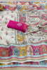 Stylish Off White Linen Silk Designer Digital Printed Hand Work Saree
