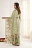 Gracefull Pista Green Linen Silk Designer Digital Printed Hand Work Saree